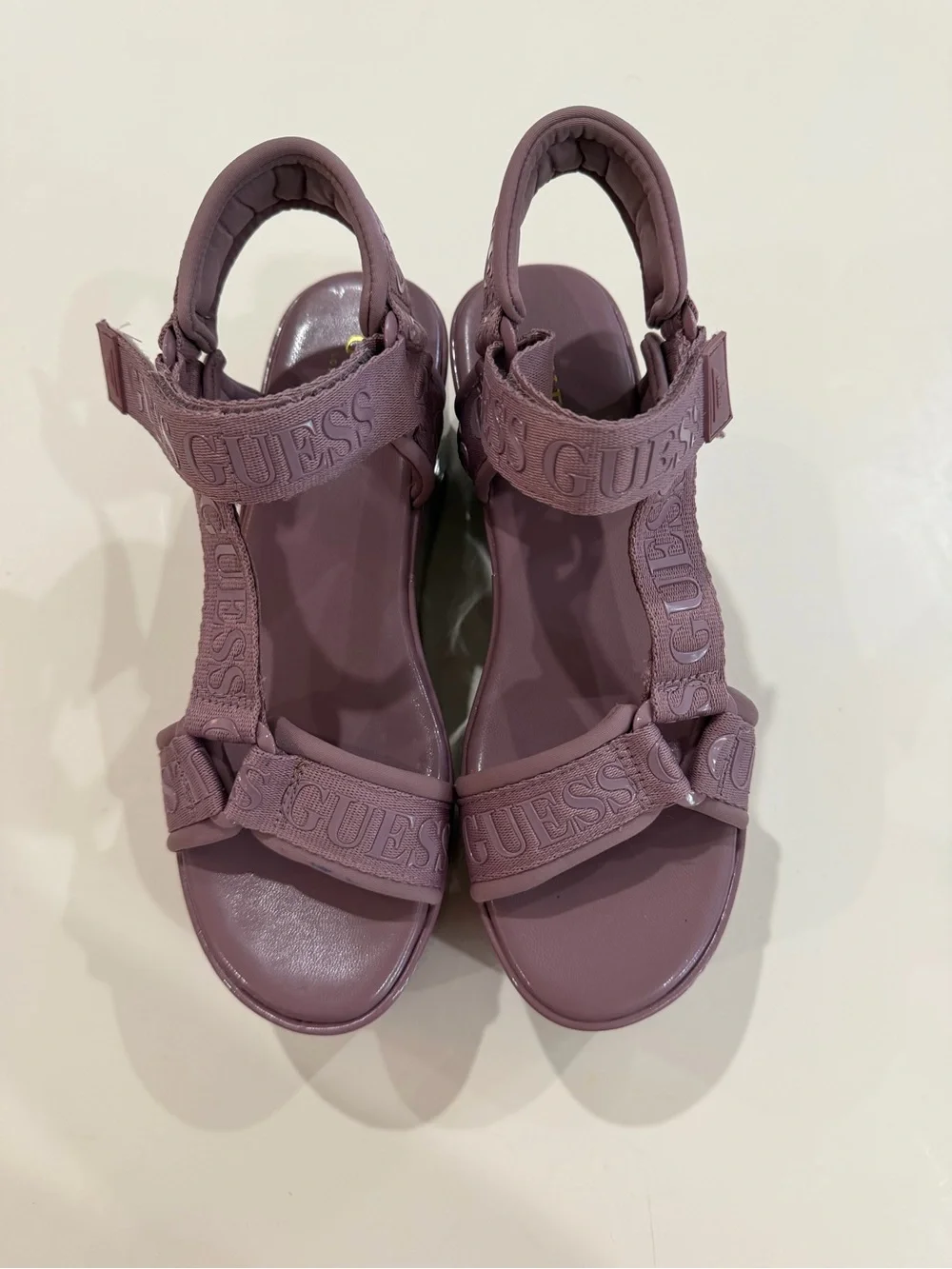 GUESS Avin Logo Sport Platform Sandals — Size 7.5 (Mauve/Lilac)